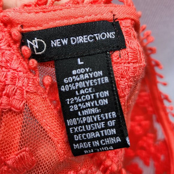 New Directions Coral Red Shift Dress NWT Lace Asymmetric Sleeveless Solid - Picture 13 of 15